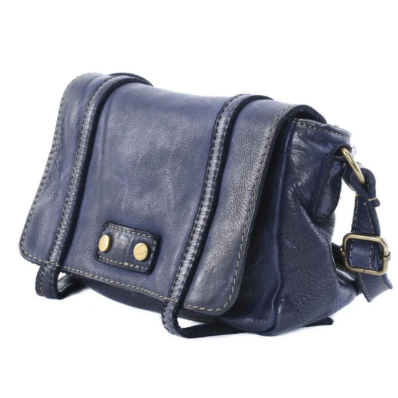 Sac à main en cuir souple vintage MELBOURNE Bleu marine