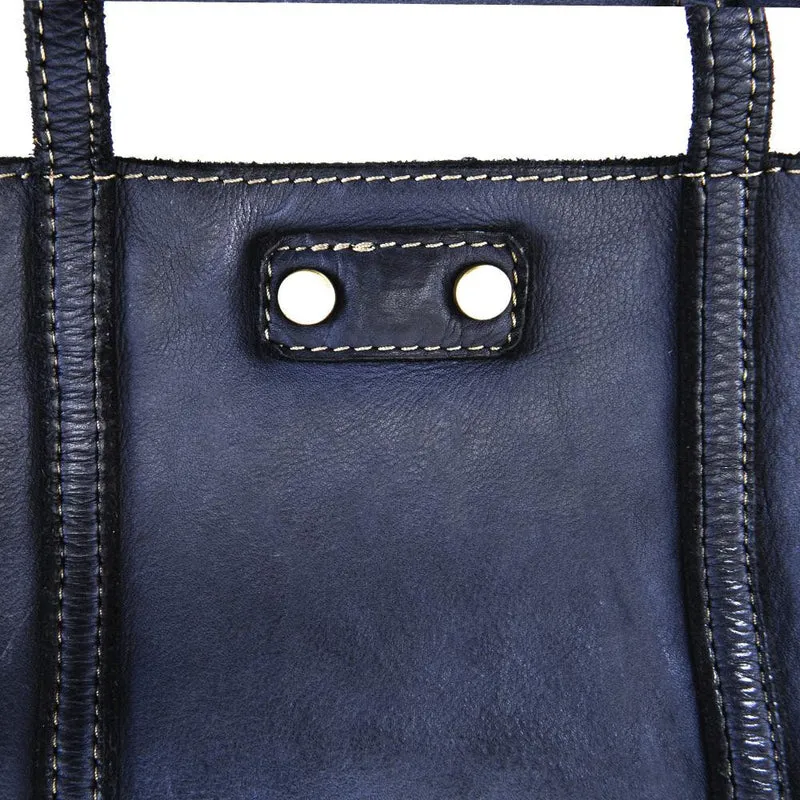 Sac à main en cuir souple vintage MELBOURNE Bleu marine