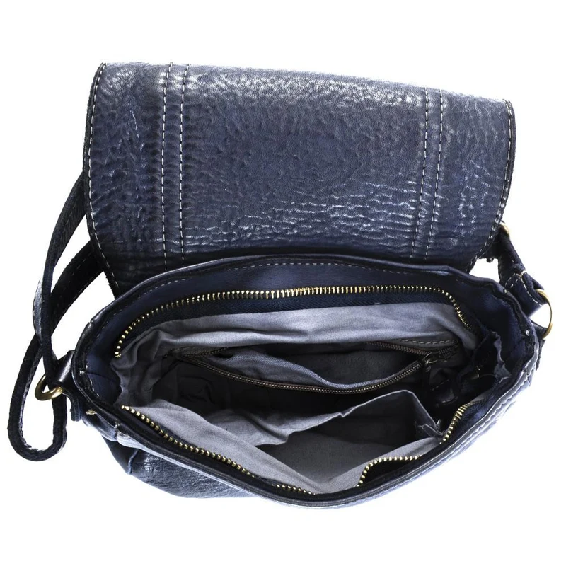 Sac à main en cuir souple vintage MELBOURNE Bleu marine
