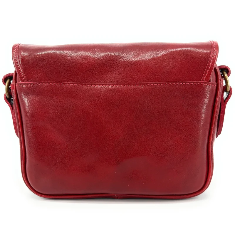 Sac bandoulière en cuir lisse MARIE STUART Rouge foncé