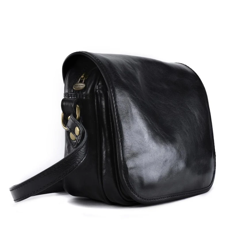 Sac bandoulière en cuir lisse MARIE STUART Noir