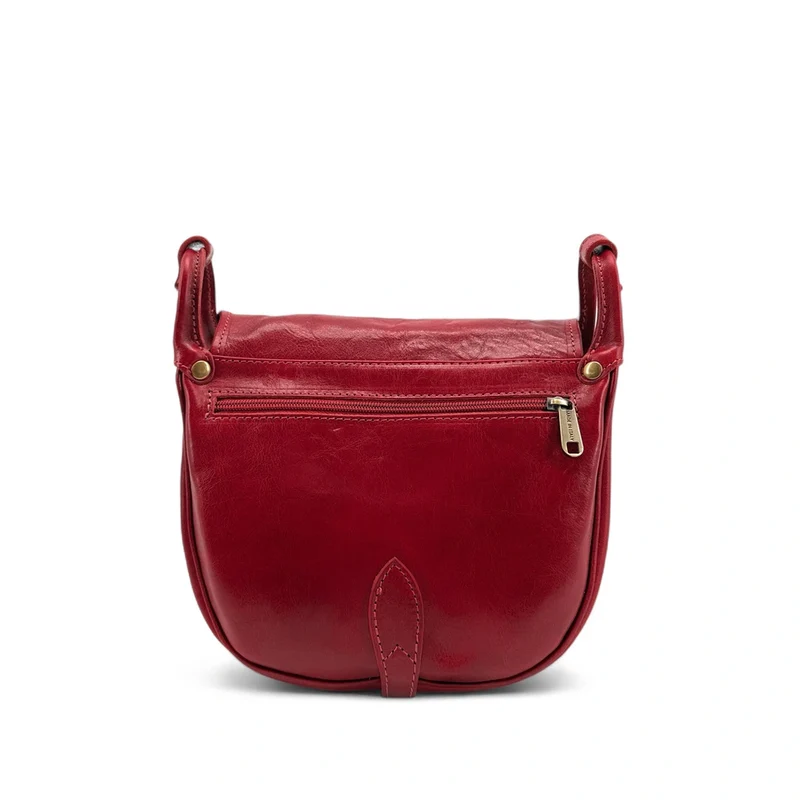 Sac bandoulière en cuir lisse LITTLE VERLAINE Rouge foncé