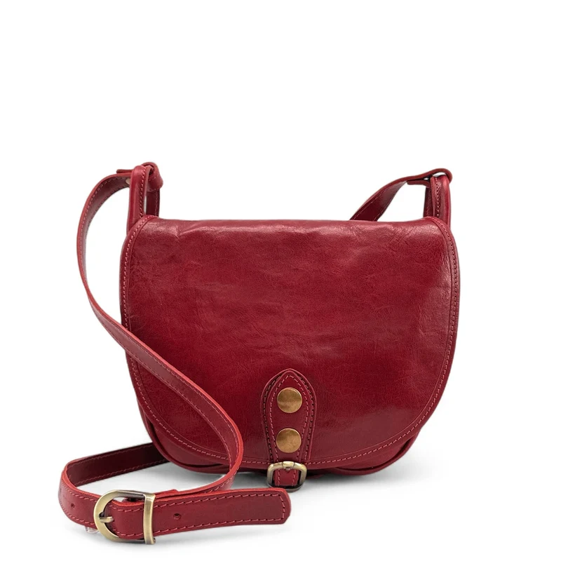 Sac bandoulière en cuir lisse LITTLE VERLAINE Rouge foncé