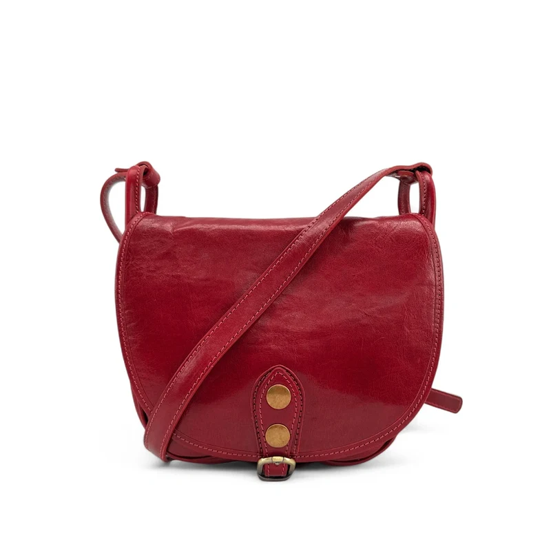 Sac bandoulière en cuir lisse LITTLE VERLAINE Rouge foncé