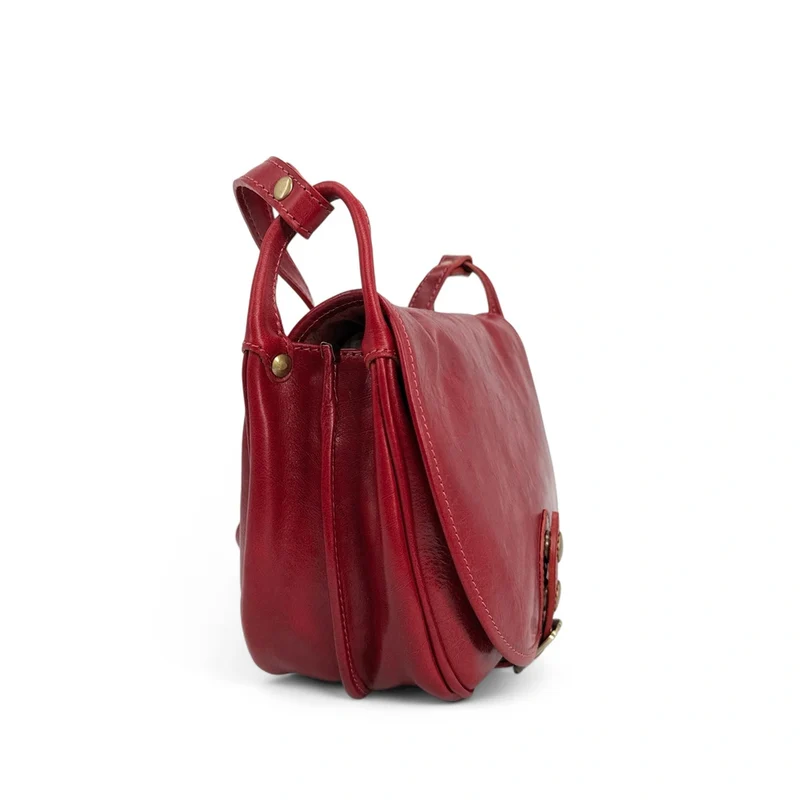 Sac bandoulière en cuir lisse LITTLE VERLAINE Rouge foncé