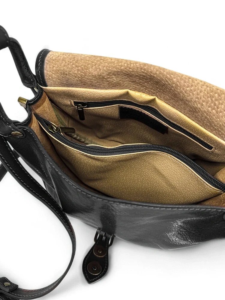 Sac bandoulière en cuir lisse LITTLE VERLAINE Noir