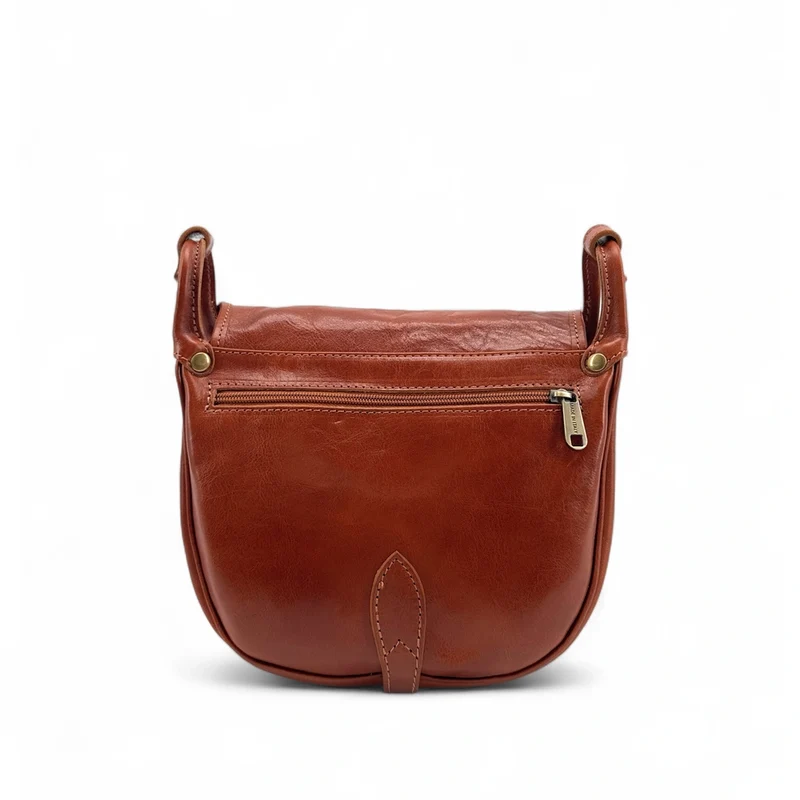 Sac bandoulière en cuir lisse LITTLE VERLAINE Cognac