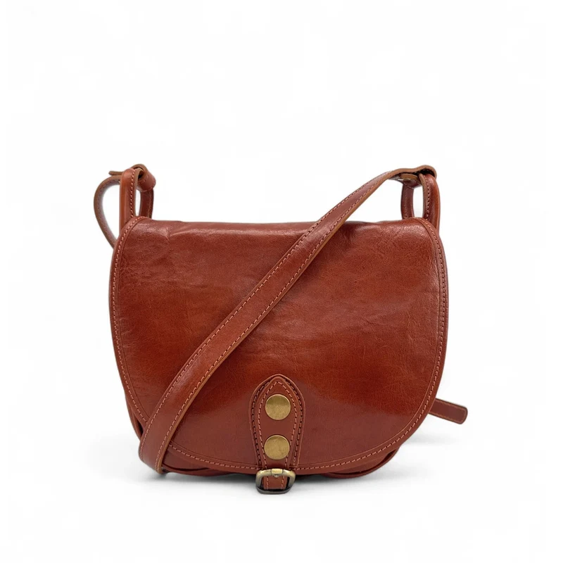 Sac bandoulière en cuir lisse LITTLE VERLAINE Cognac