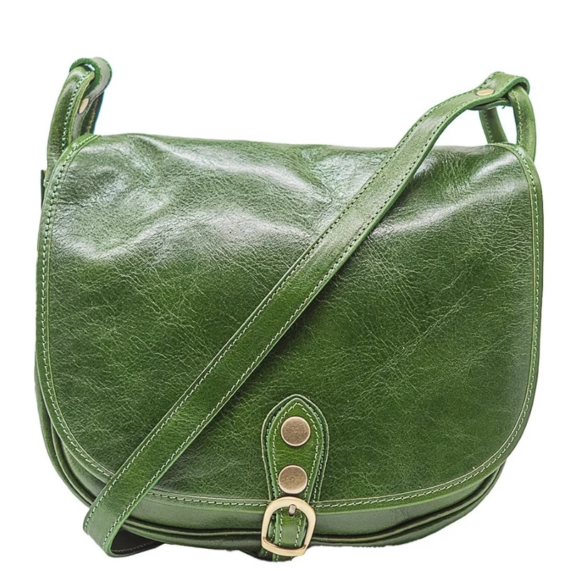 Sac bandoulière en cuir lisse VERLAINE Vert intense