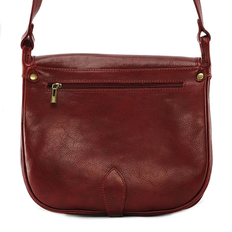 Sac bandoulière en cuir lisse VERLAINE Rouge foncé
