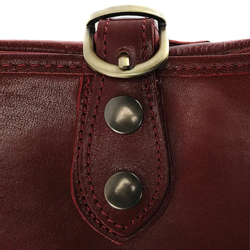 Sac bandoulière en cuir lisse VERLAINE Rouge foncé