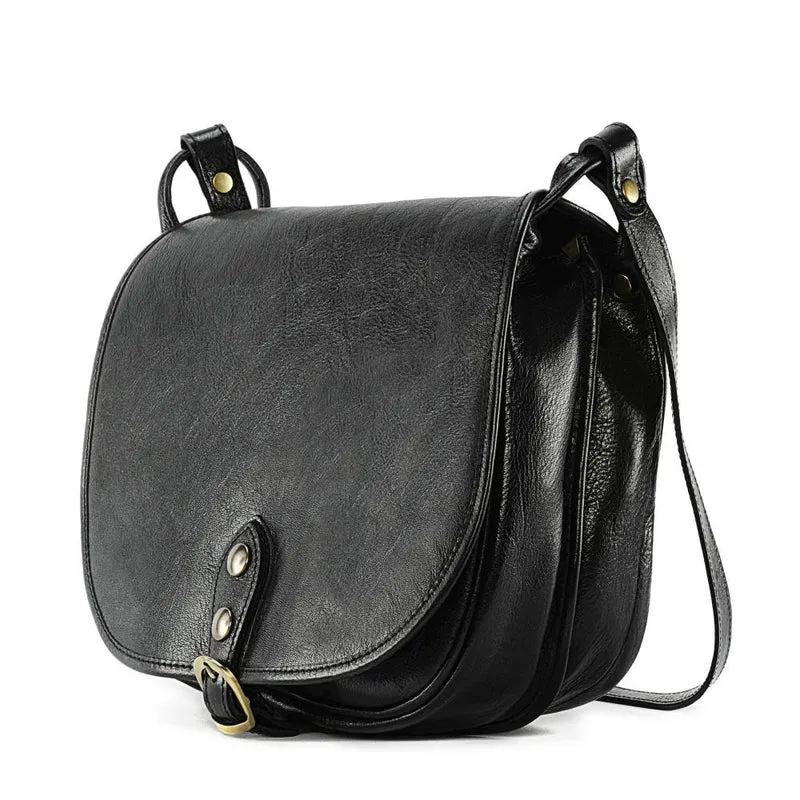 Sac bandoulière en cuir lisse VERLAINE Noir