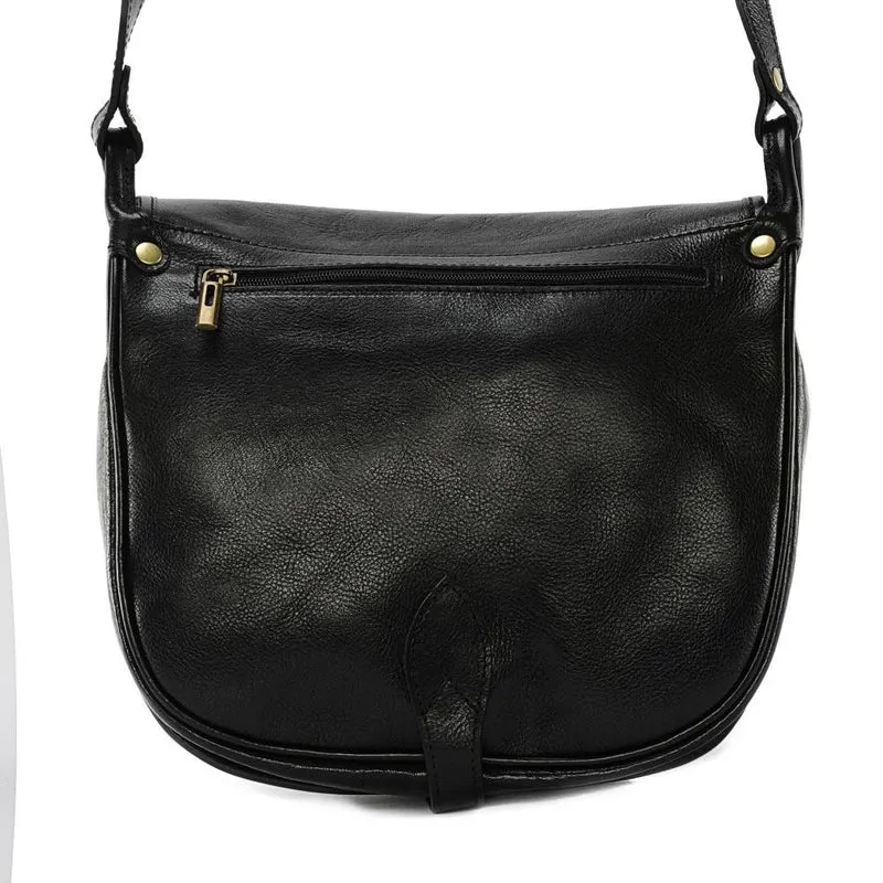 Sac bandoulière en cuir lisse VERLAINE Noir