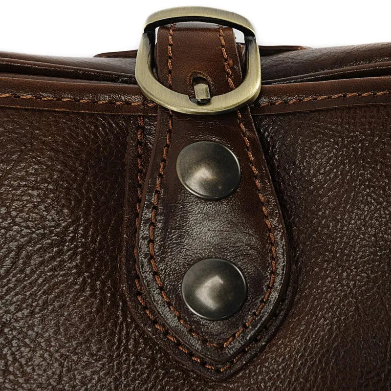 Sac bandoulière en cuir lisse VERLAINE Châtaigne