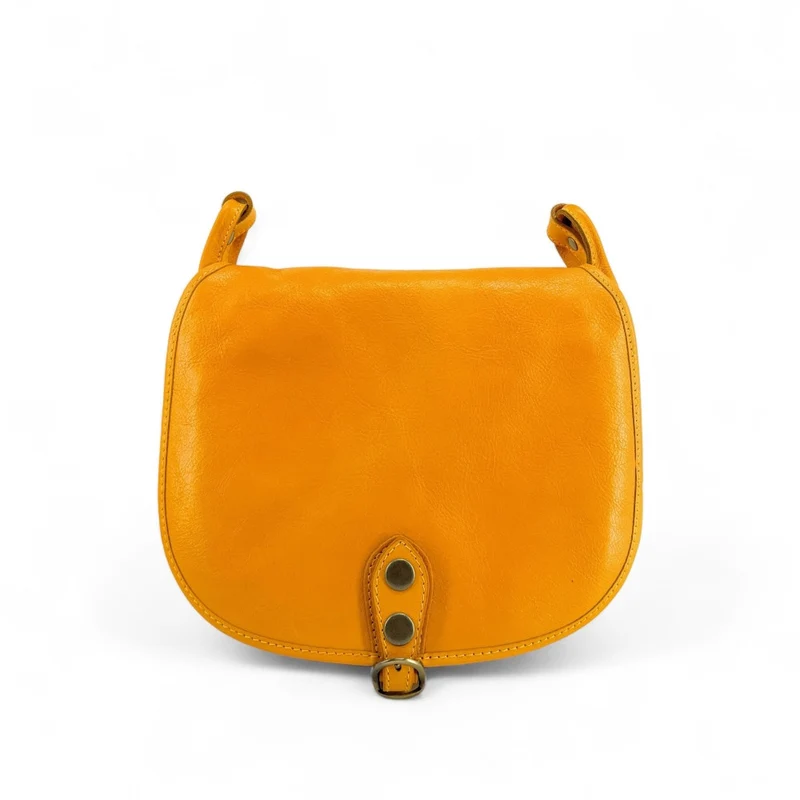 Sac bandoulière en cuir lisse VERLAINE Jaune tournesol