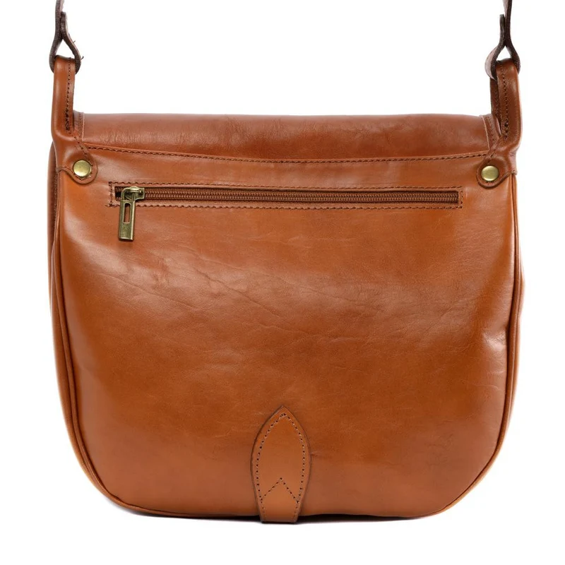 Sac bandoulière en cuir lisse VERLAINE Cognac