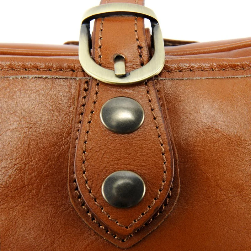 Sac bandoulière en cuir lisse VERLAINE Cognac