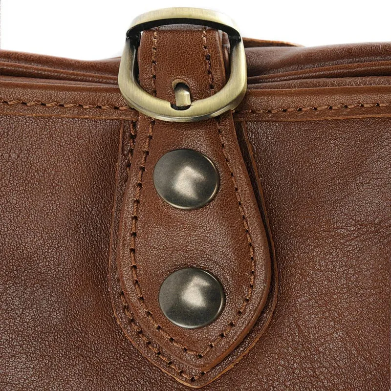 Sac bandoulière en cuir lisse VERLAINE Cognac foncé