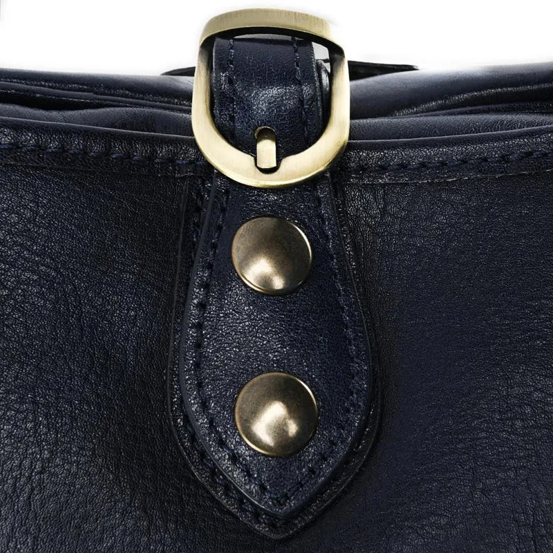 Sac bandoulière en cuir lisse VERLAINE Bleu marine