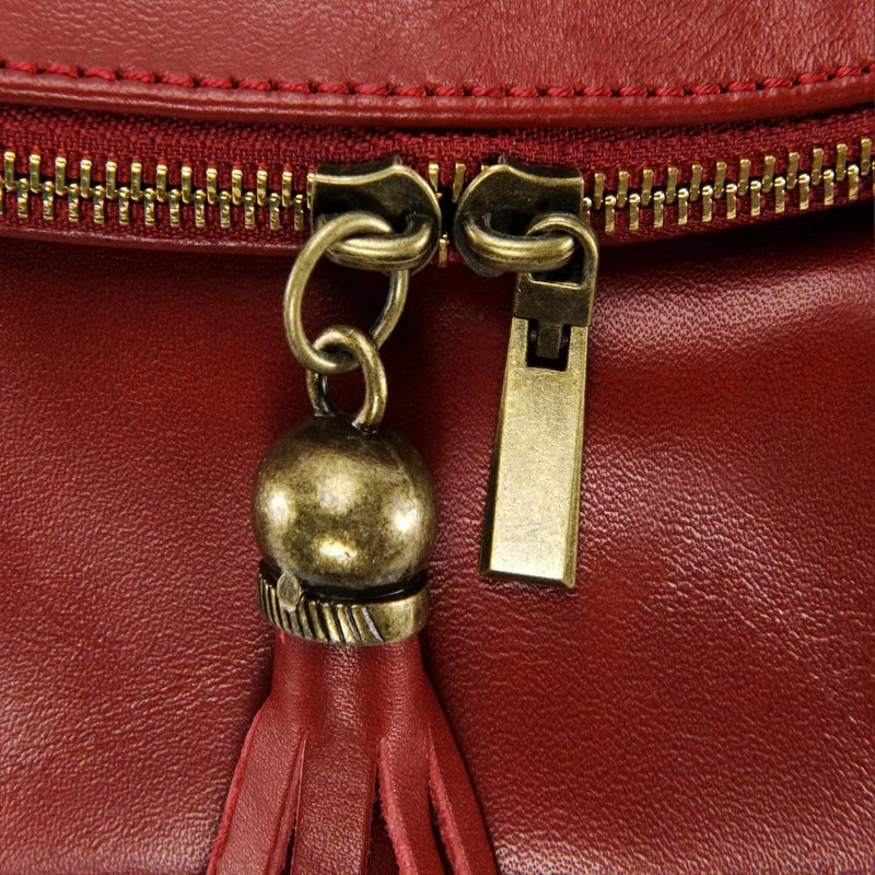 Sac bandoulière en cuir lisse 72 HEURES Rouge foncé