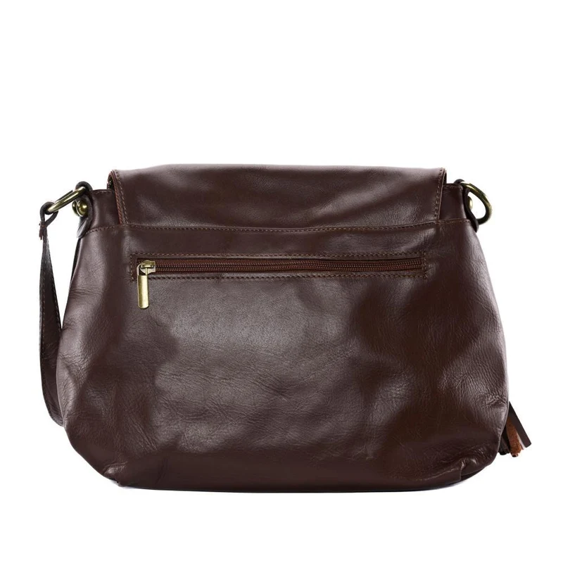 Sac bandoulière en cuir lisse 72 HEURES Châtaigne