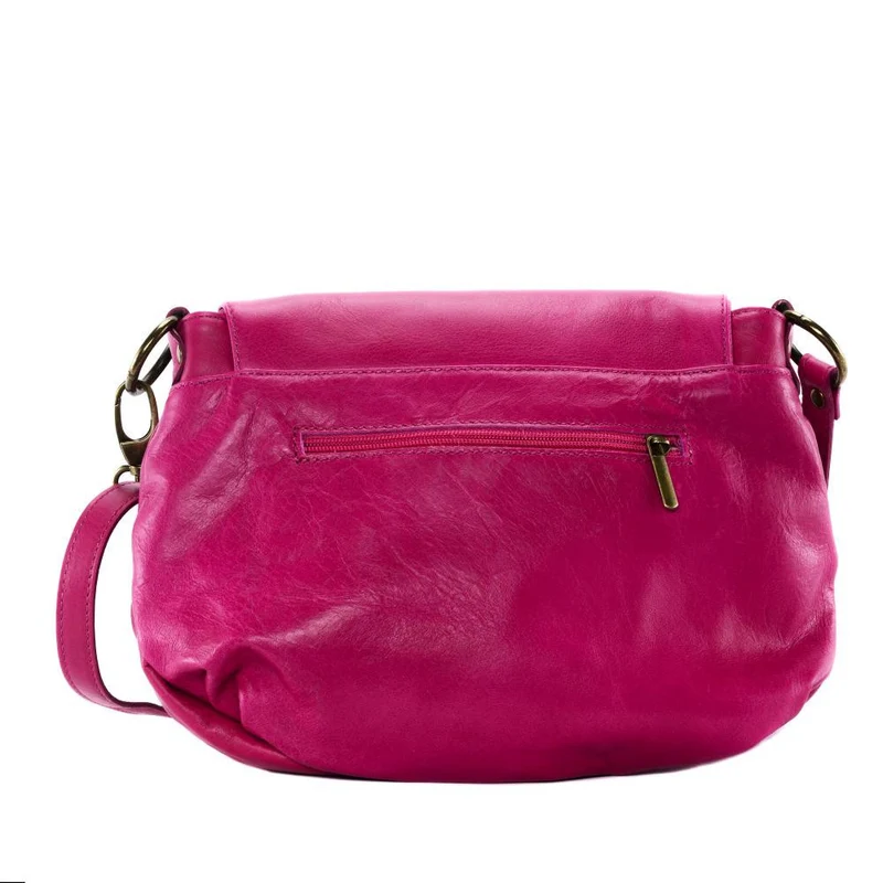 Sac bandoulière en cuir lisse 72 HEURES Rose fuchsia