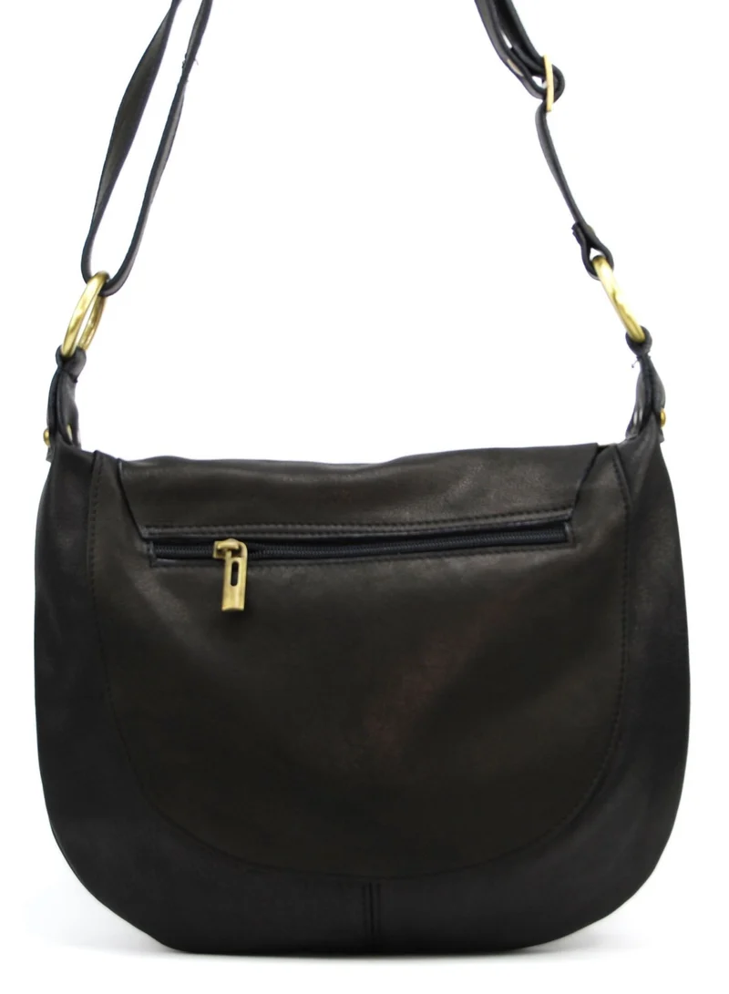 Sac besace en cuir lisse LITTLE PERLA Chocolat
