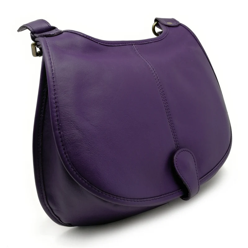 Sac besace cuir lisse CARTOUCHIERE Violet