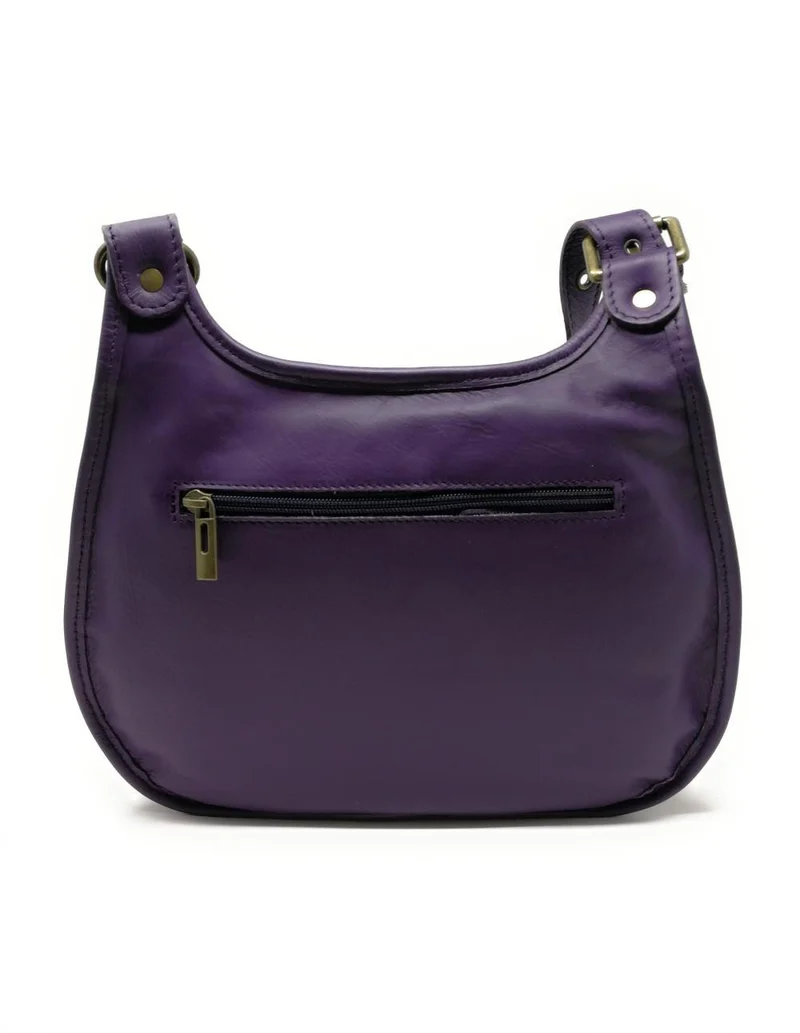 Sac besace cuir lisse CARTOUCHIERE Violet