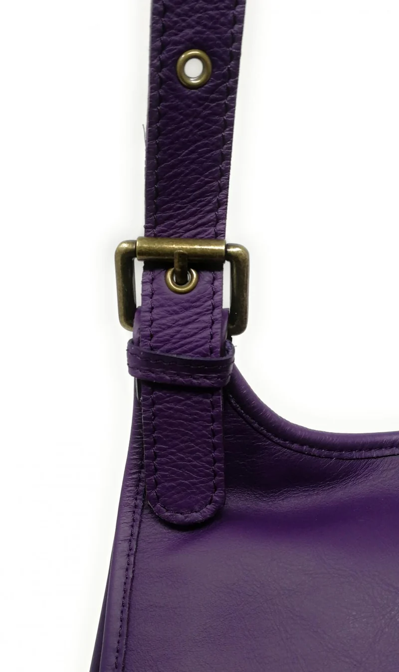 Sac besace cuir lisse CARTOUCHIERE Violet