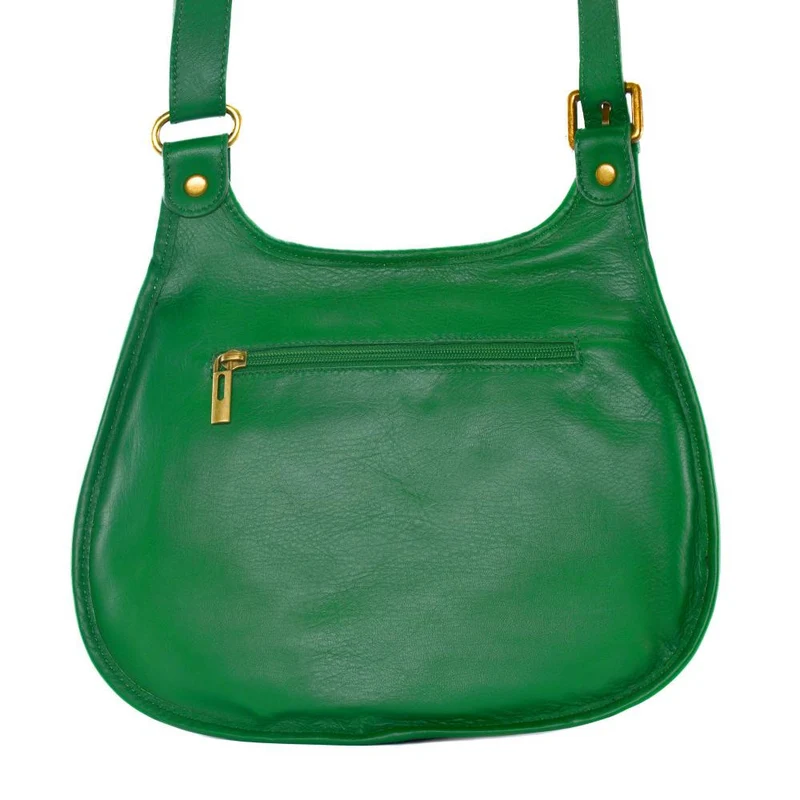 Sac besace cuir lisse CARTOUCHIERE Vert anglais
