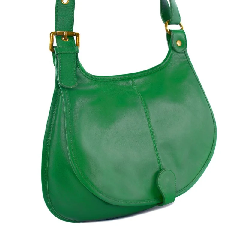 Sac besace cuir lisse CARTOUCHIERE Vert anglais