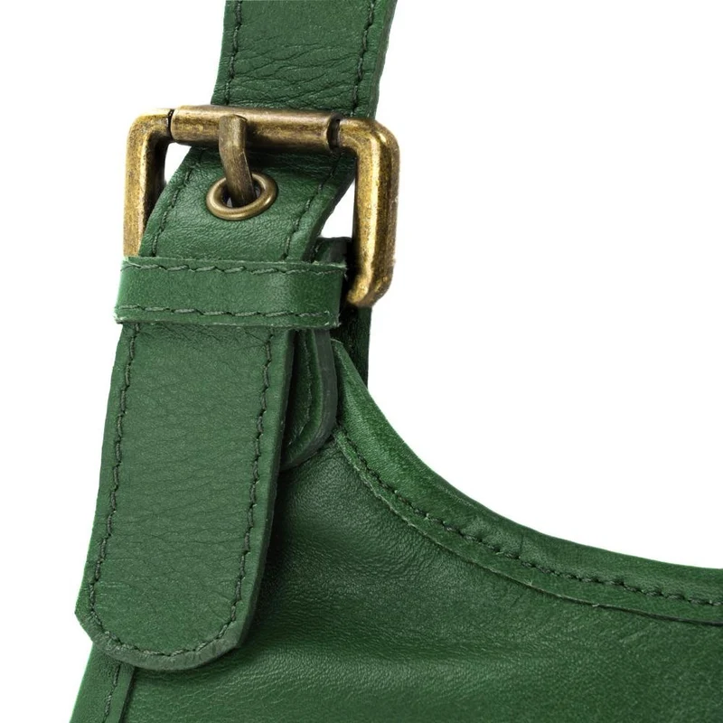 Sac besace cuir lisse CARTOUCHIERE Vert forêt