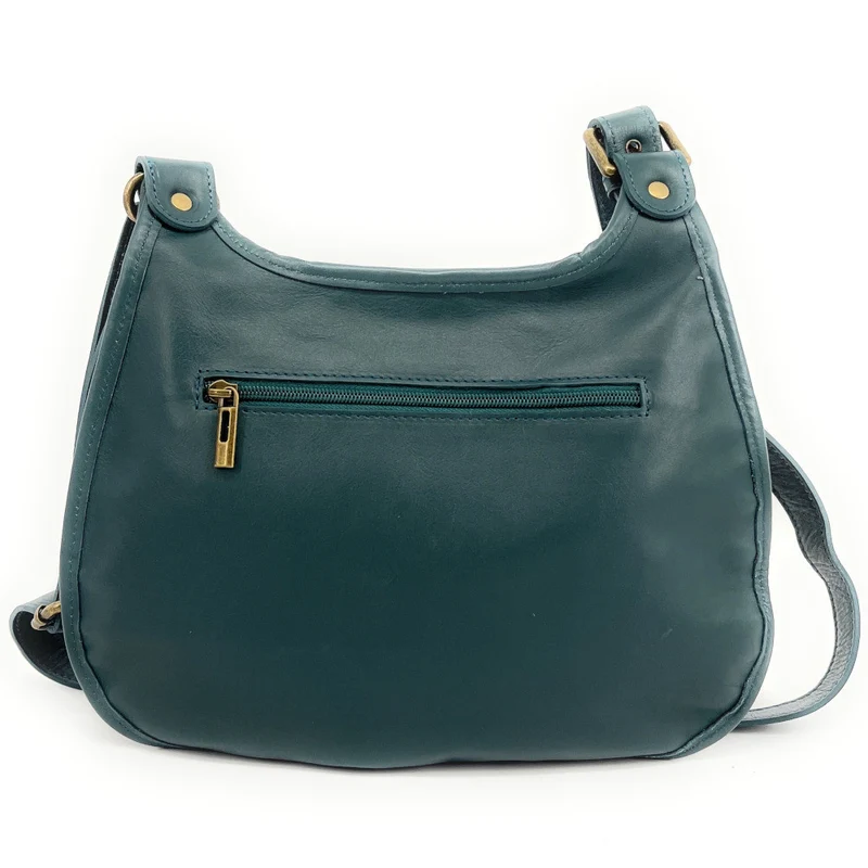 Sac besace cuir lisse CARTOUCHIERE vert canard