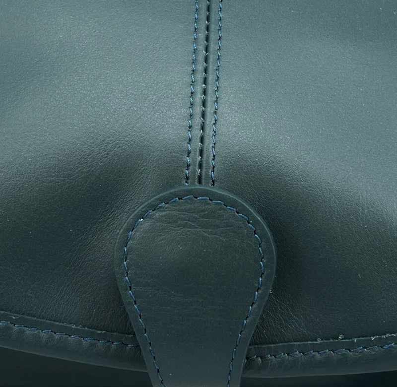 Sac besace cuir lisse CARTOUCHIERE vert canard