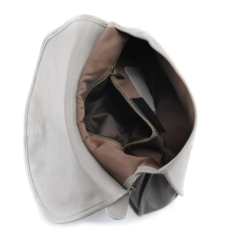 Sac besace cuir lisse CARTOUCHIERE Taupe clair