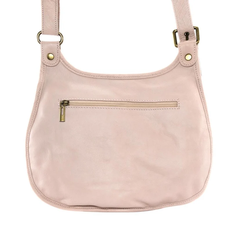 Sac besace cuir lisse CARTOUCHIERE Rose nude