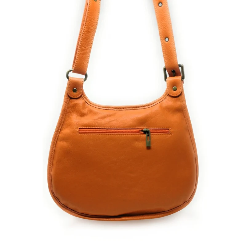 Sac besace cuir lisse CARTOUCHIERE Orange