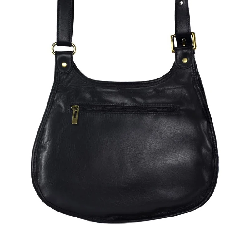 Sac besace cuir lisse CARTOUCHIERE Noir