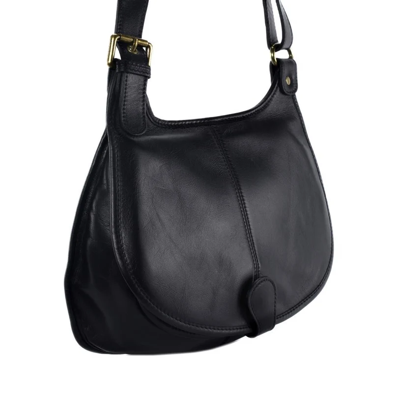 Sac besace cuir lisse CARTOUCHIERE Noir