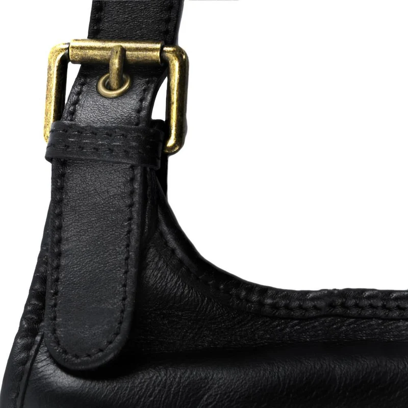 Sac besace cuir lisse CARTOUCHIERE Noir