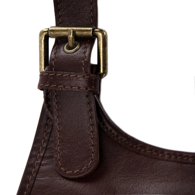 Sac besace cuir lisse CARTOUCHIERE Châtaigne