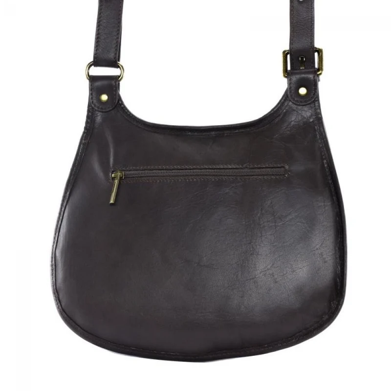 Sac besace cuir lisse CARTOUCHIERE Chocolat