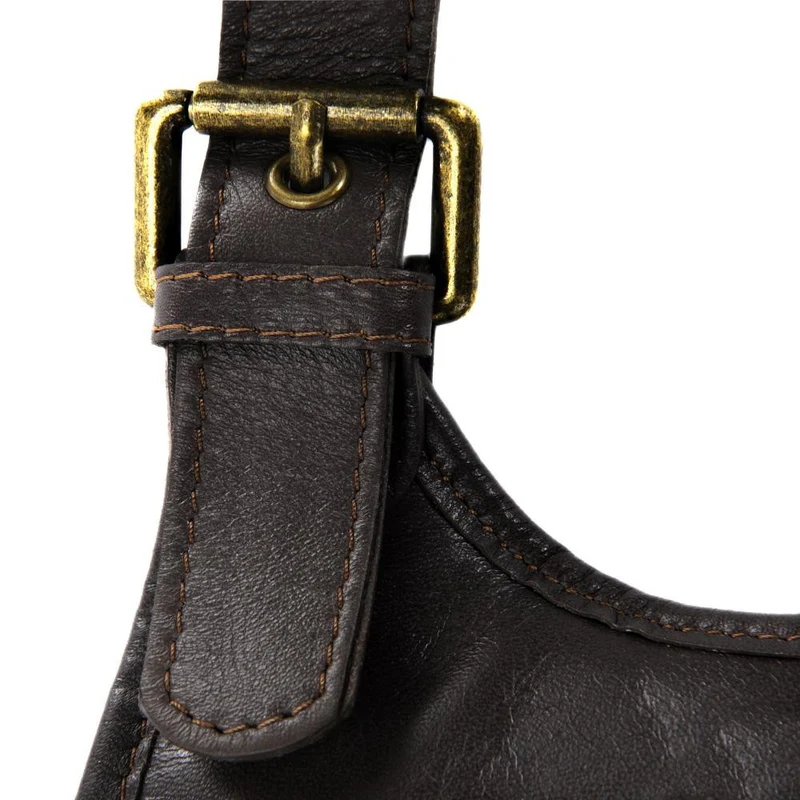 Sac besace cuir lisse CARTOUCHIERE Chocolat