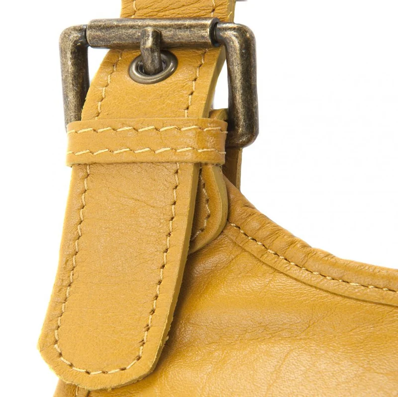 Sac besace cuir lisse CARTOUCHIERE Jaune tournesol