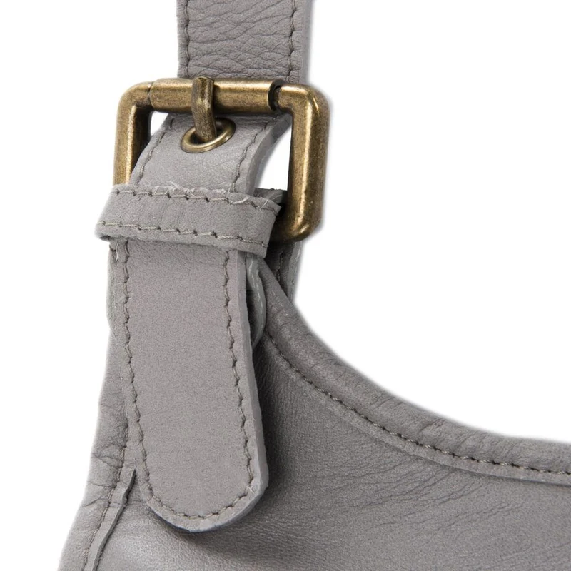 Sac besace cuir lisse CARTOUCHIERE Gris clair