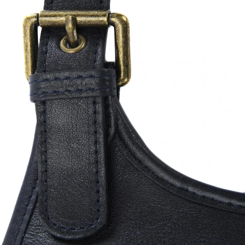 Sac besace cuir lisse CARTOUCHIERE Bleu marine