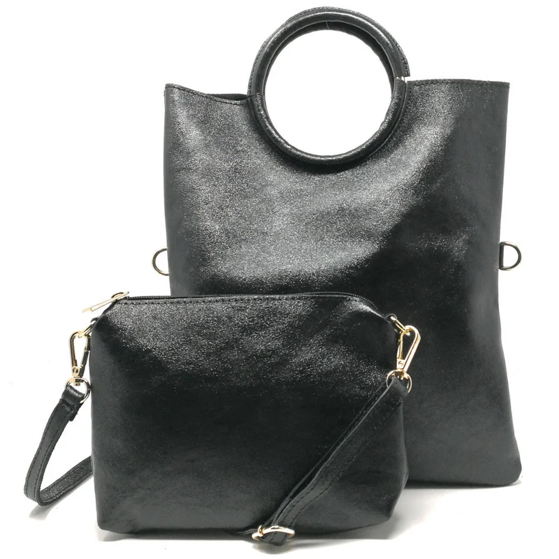 Sac à main en cuir irisé DAM DAM Noir irisé