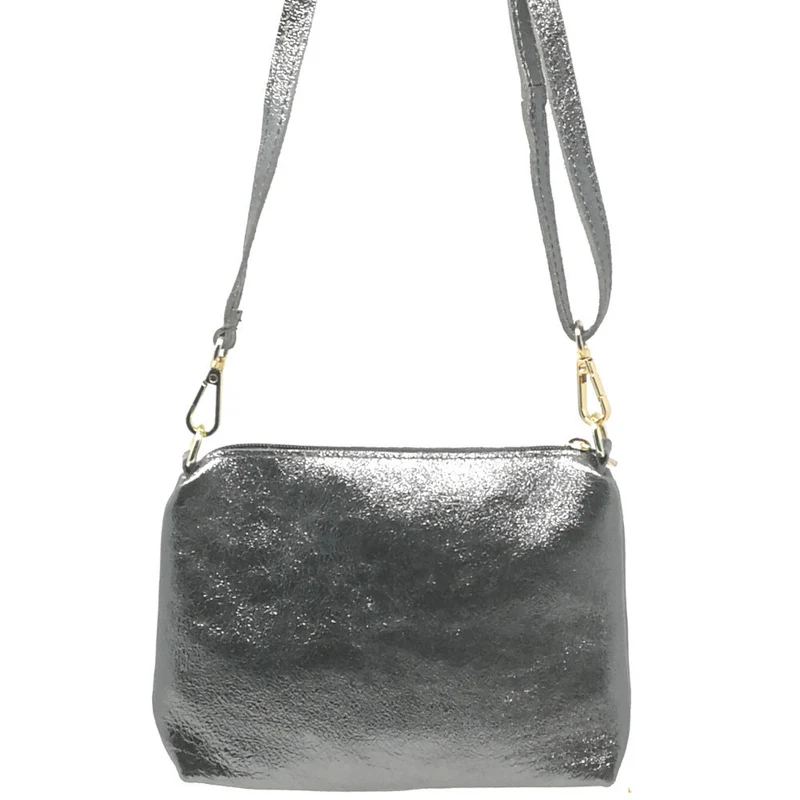 Sac à main en cuir irisé DAM DAM Argent foncé