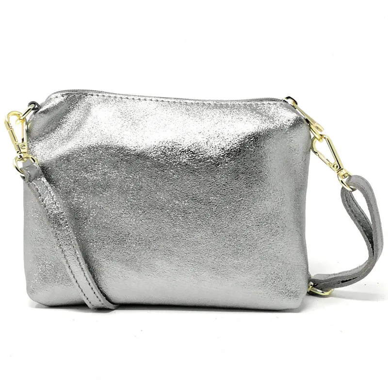 Sac à main en cuir irisé DAM DAM Argent clair